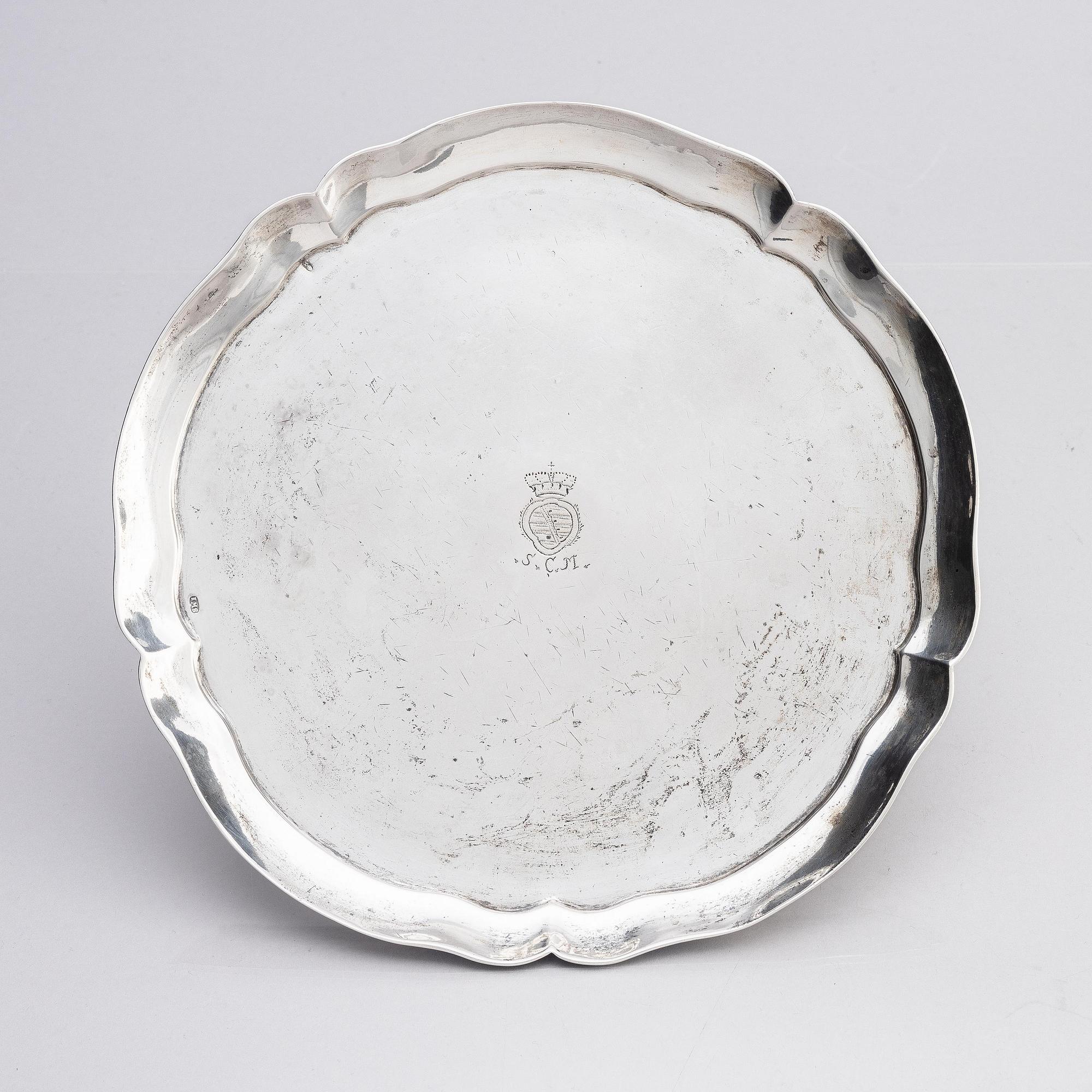 An 18th century silver tazza, mark of Johann Martin I Satzger, Augsburg 1747-1749.