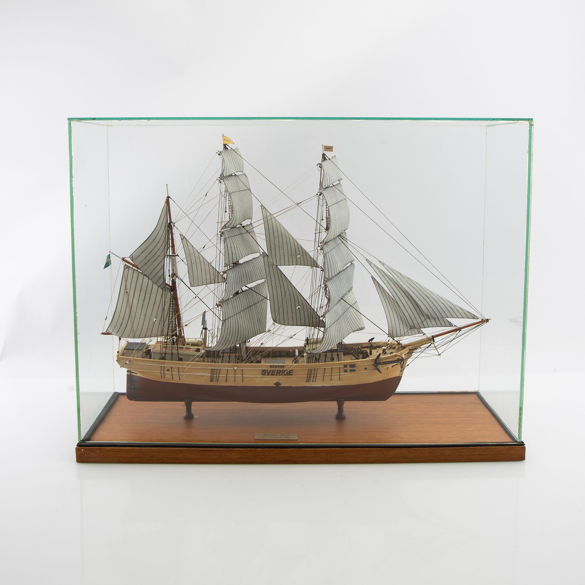 Fartygsmodell "Mentor", byggd av Sten Bergwall 1996.