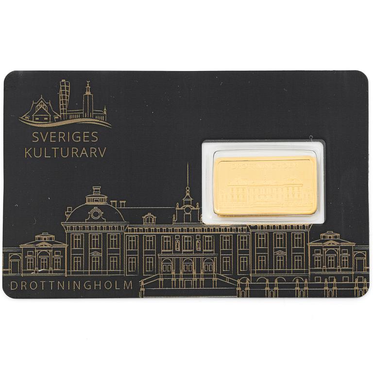 Gold bar, 999.9, “Drottningsholm”, Schöne Edelmetaal.