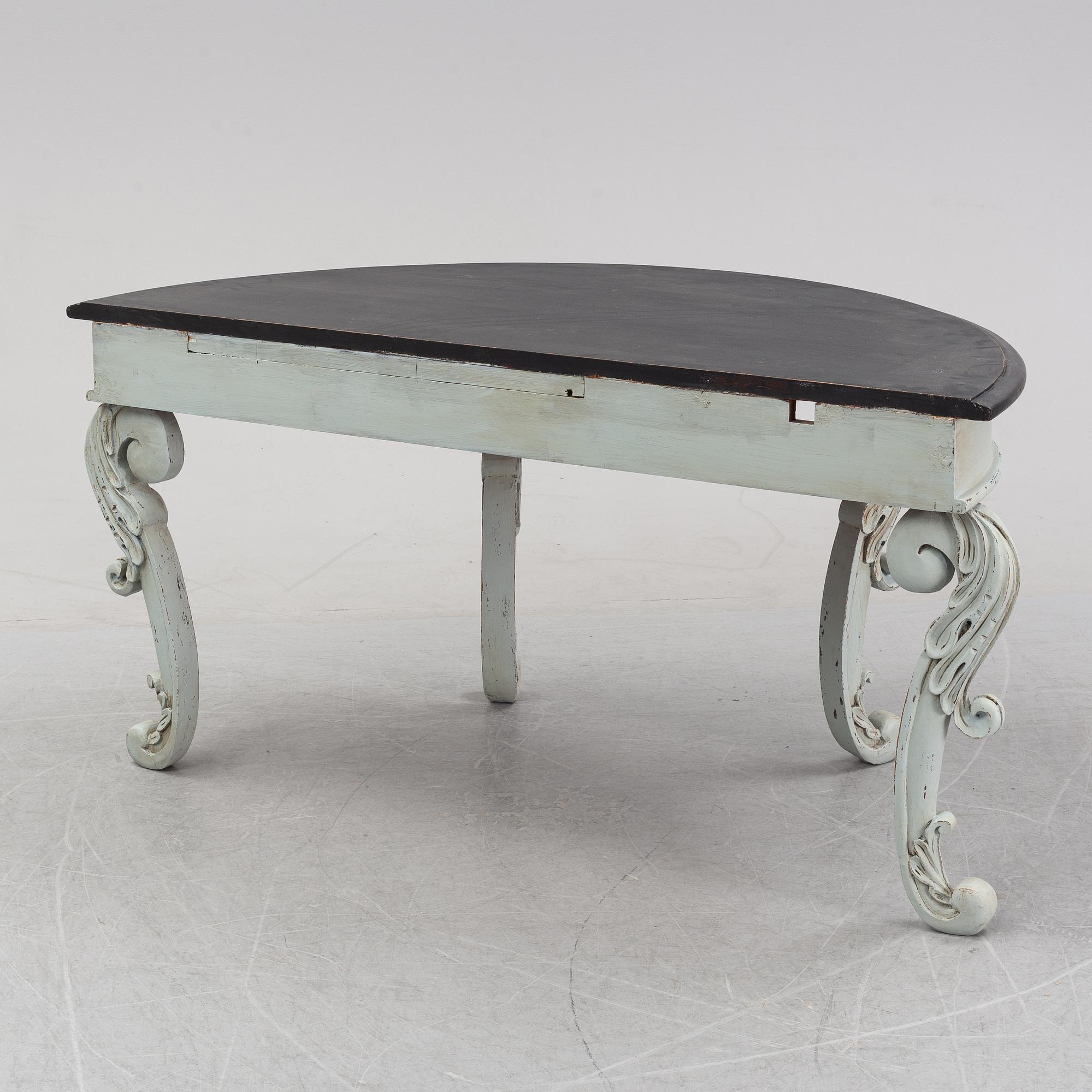 A painted table with carved legs, Härjedalen, second half of the 19th Century.