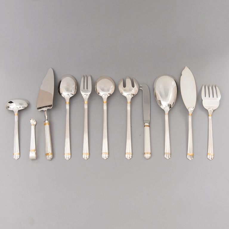 CHRISTOFLE 123-piece Aria Gold Ring Silver Plated Cutlery Set for Twelve persons.