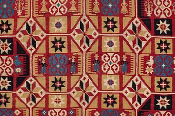 TÄCKE, rölakan, ca 190,5-193 x 115-116 cm, Skåne 1800-talets förra hälft, broderad signatur KPD 1822.