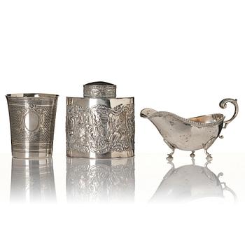 Tedosa, såssnipa samt bägare, silver, bl a Ottomanska riket.