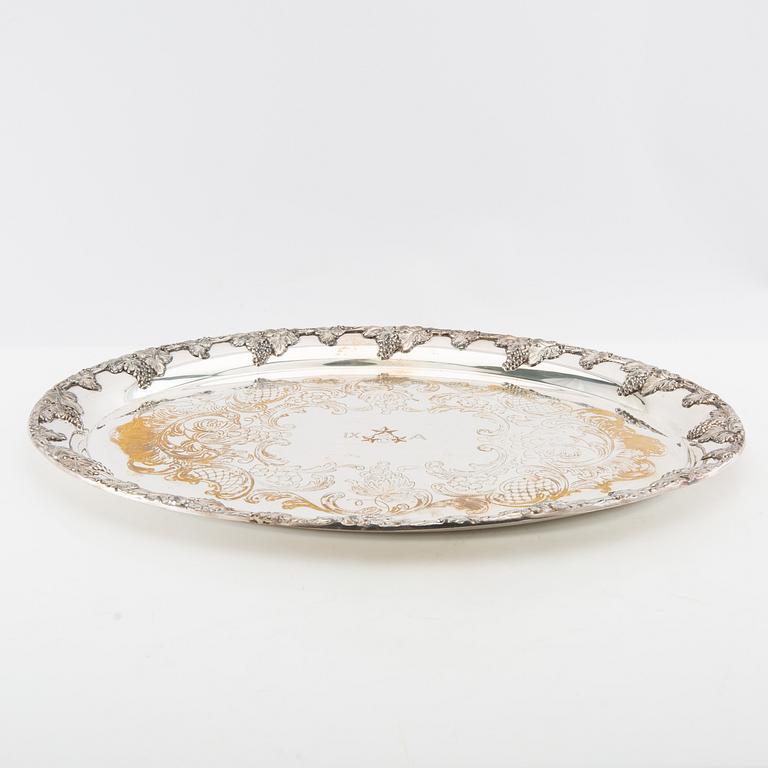 Trays/Serving platters 4 pcs of silver-plated metal, first half of the 20th century.