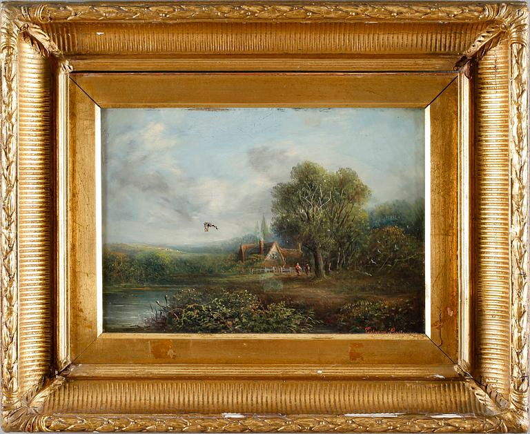 OKÄND KONSTNÄR, olja på duk, otydligt signerad, England, 1800-tal.