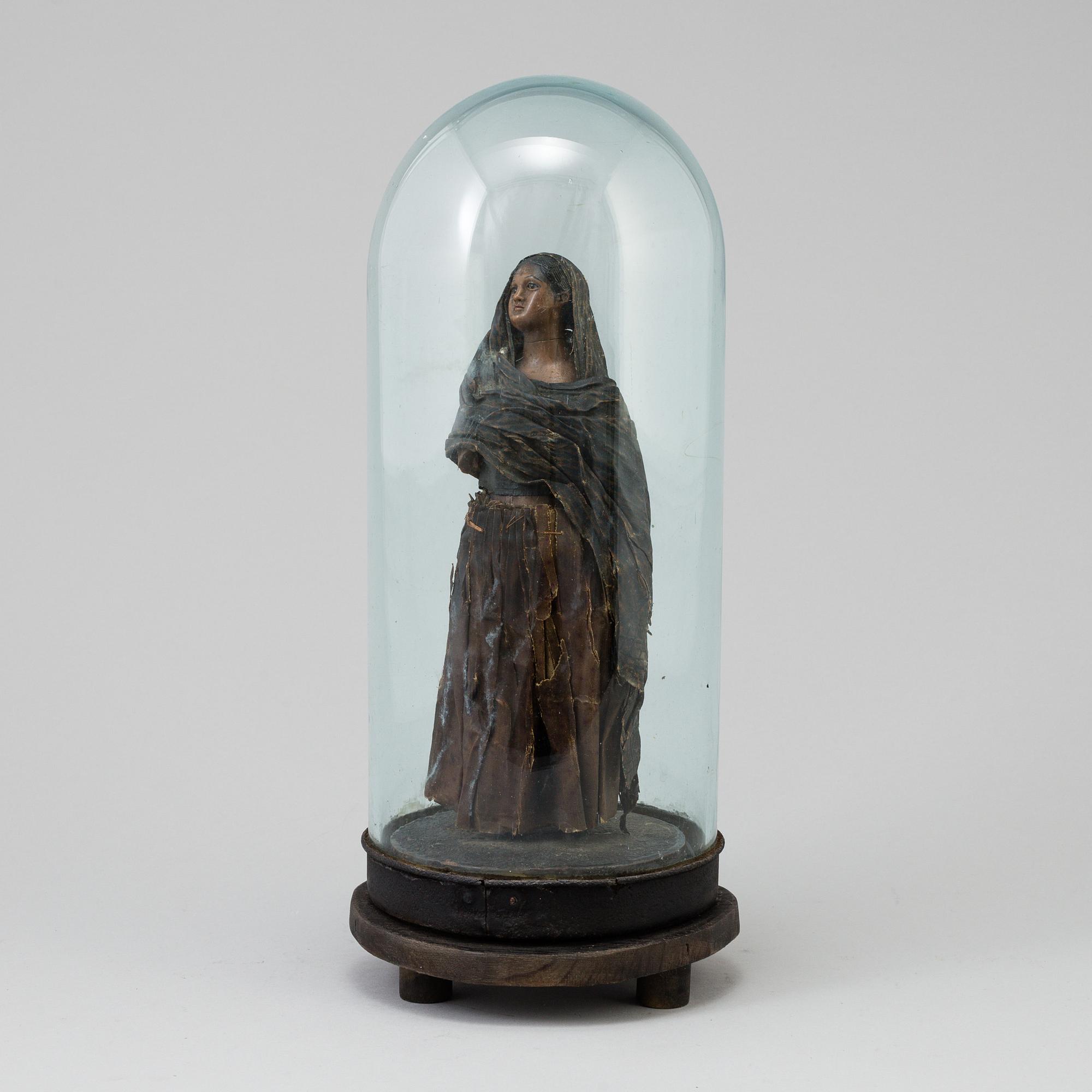 SKULPTUR, vax, 1700-tal, GLASKUPA.