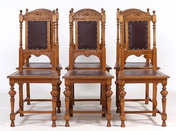 STOLAR, 6 st, nyrenässans, omkring sekelskiftet 1800/1900.