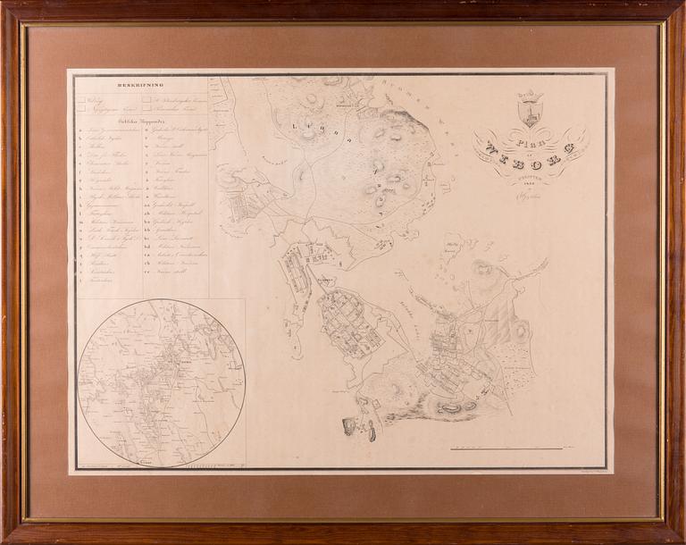 KARTA, litografi, C.W. Gyldén, Tengström, utgiven 1839.