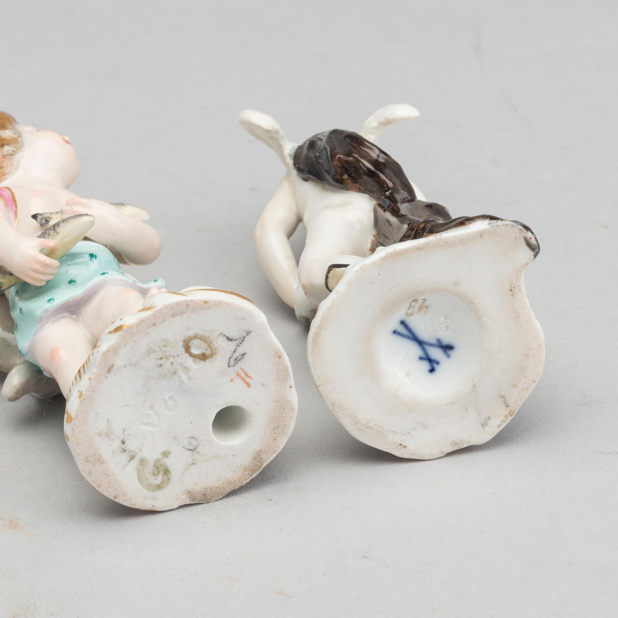 TWO FIGURINES, porcelain, Meissen, later half of the 19th century.