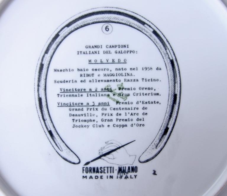 TALLRIKAR, 6 st. Porslin, Fornasetti, Milano, Italien.