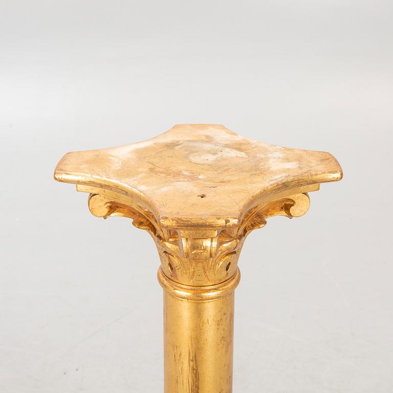 A gilded late 19th century pedestal.