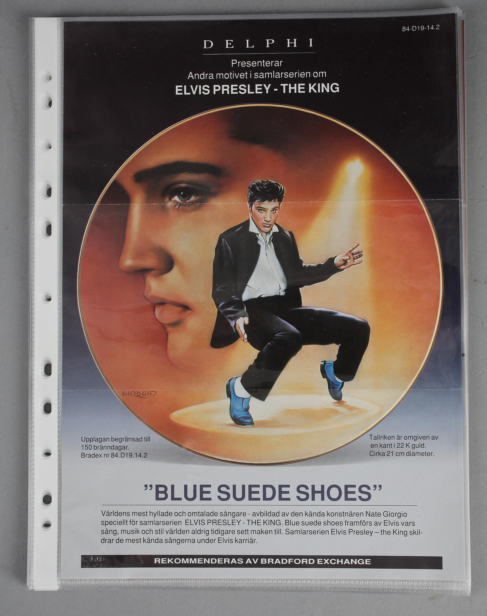 SAMLARTALLRIKAR, 8+12st, porslin, "Remembering Elvis", Bradford och "The Elvis Presley Hit Parade", Delphi, 1990-tal.