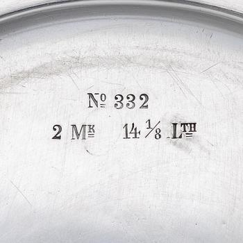 Three German 19th century silver dishes, marks of Johann George Hossauer, Berlin 1854-1863.