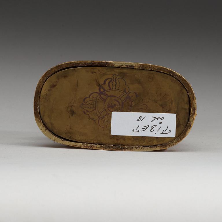 YAMA, förgylld och bemålad brons. Sinotibetansk, Qing dynastin, troligen 1700-tal.