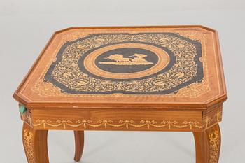 A gaming table and two chairs from Italy, 1950s.