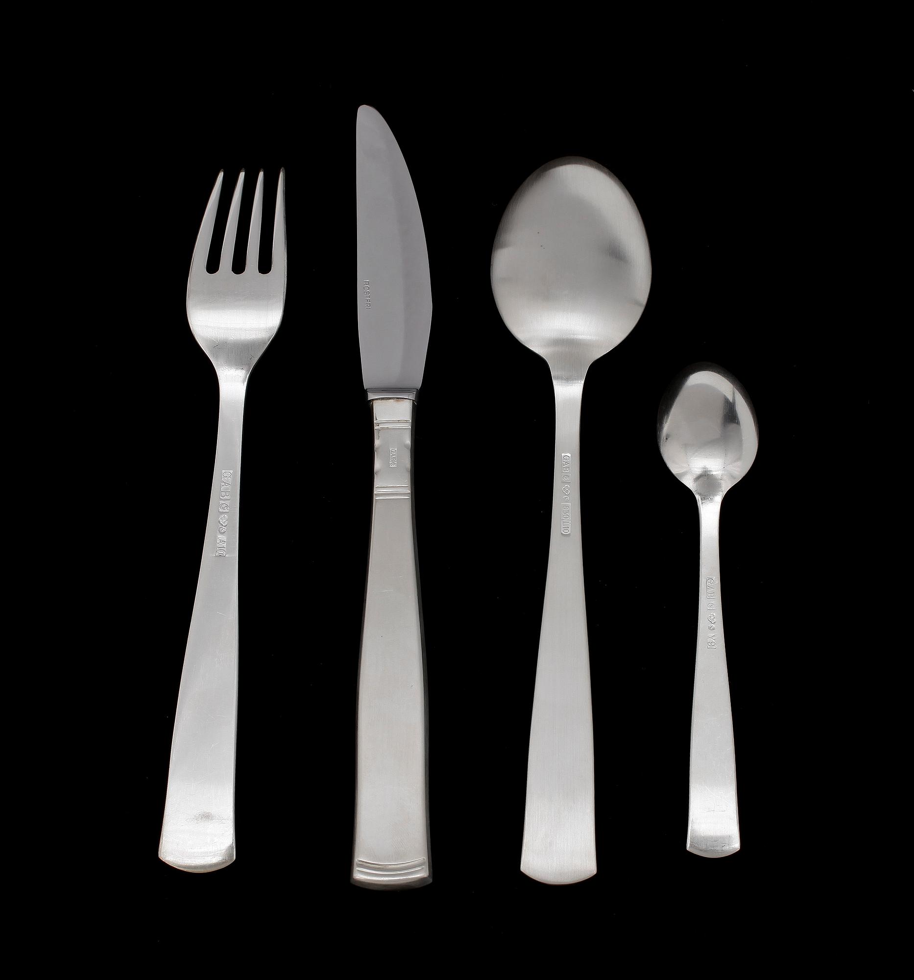 BESTICK, 17 delar, silver, Rosenholm, GAB, trol Enköping. 1970-tal.