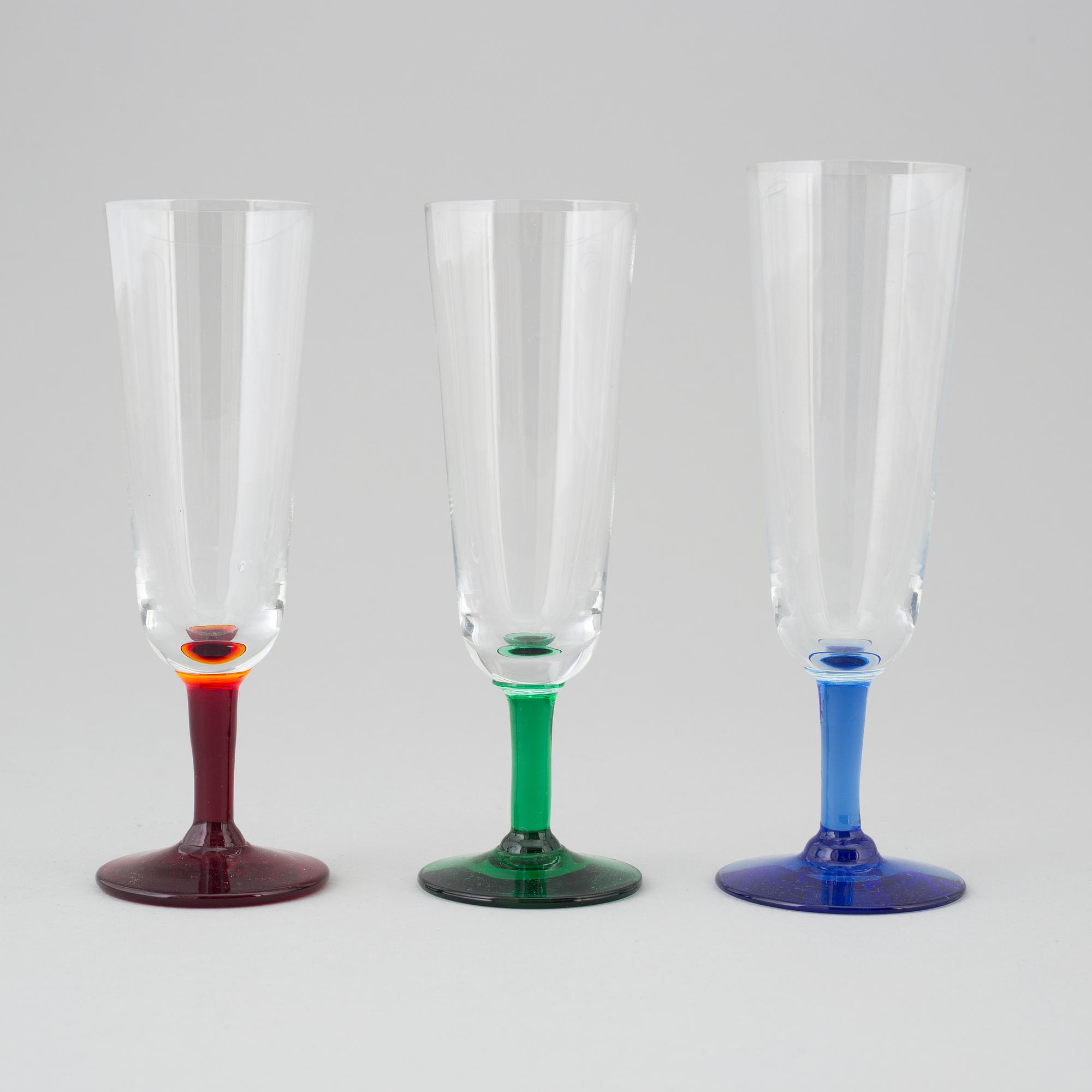 MONICA BRATT, champagneglas, 12 stycken, glas, "B6", Reijmyre, 1900-talets andra hälft.