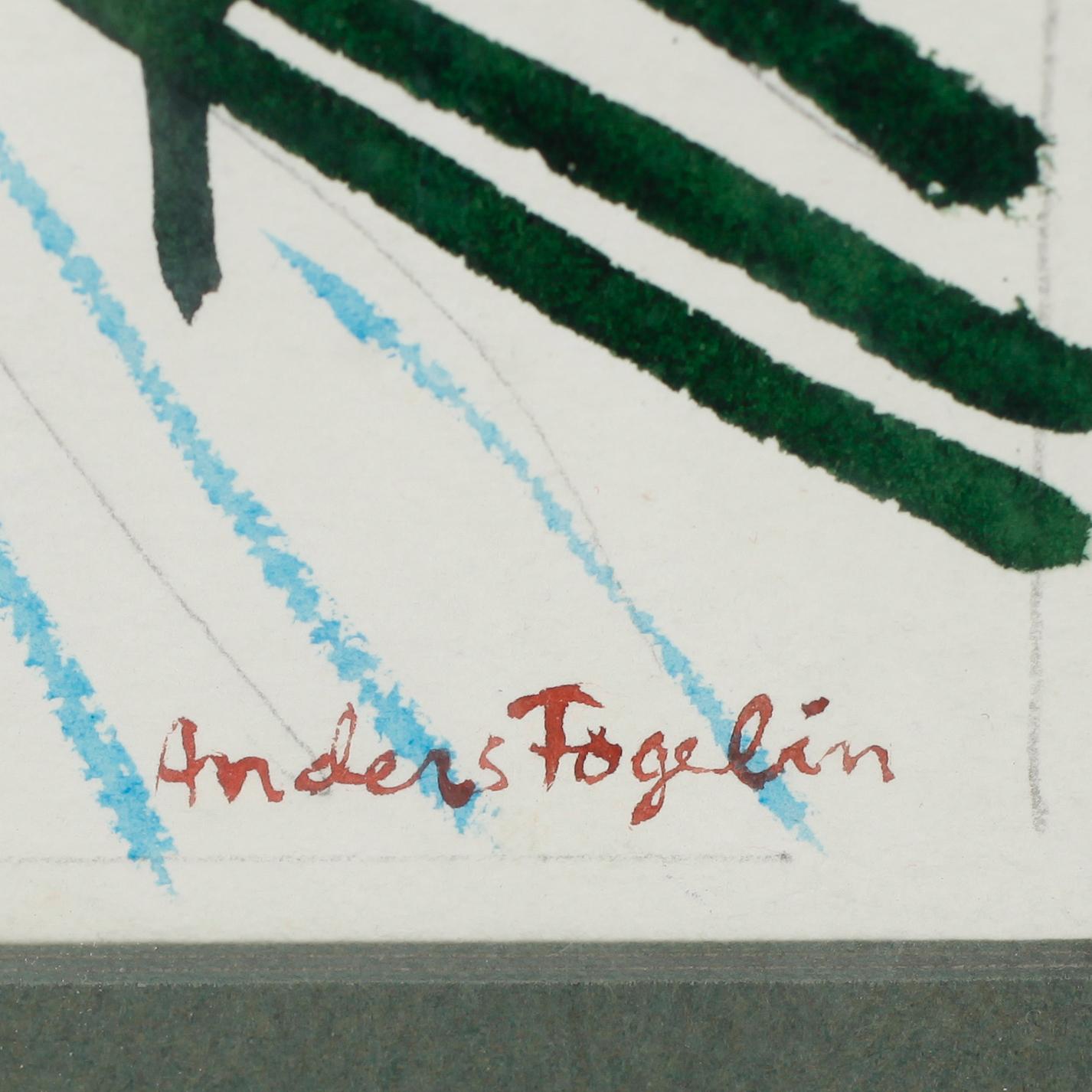 ANDERS FOGELIN, akvarell, signerad.
