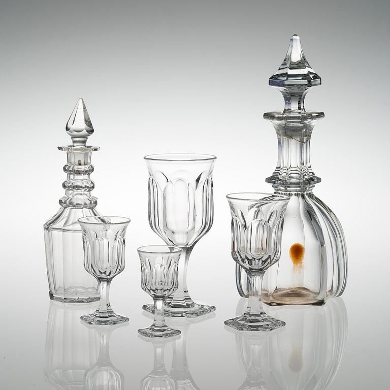 SET OF GLASSWARE, 46 pcs, turn of the 20th century.