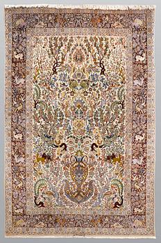 Matta, Figural Isfahan, part silk, Signerad, ca 327 x 208 cm.