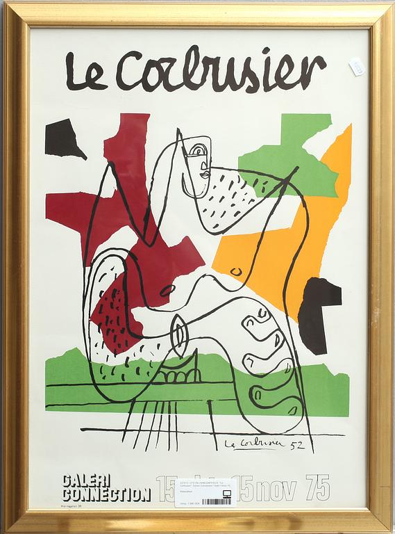 UTSTÄLLNINGSAFFISCH, "Le Corbusier". Galleri Connection 15okt-15nov 75.