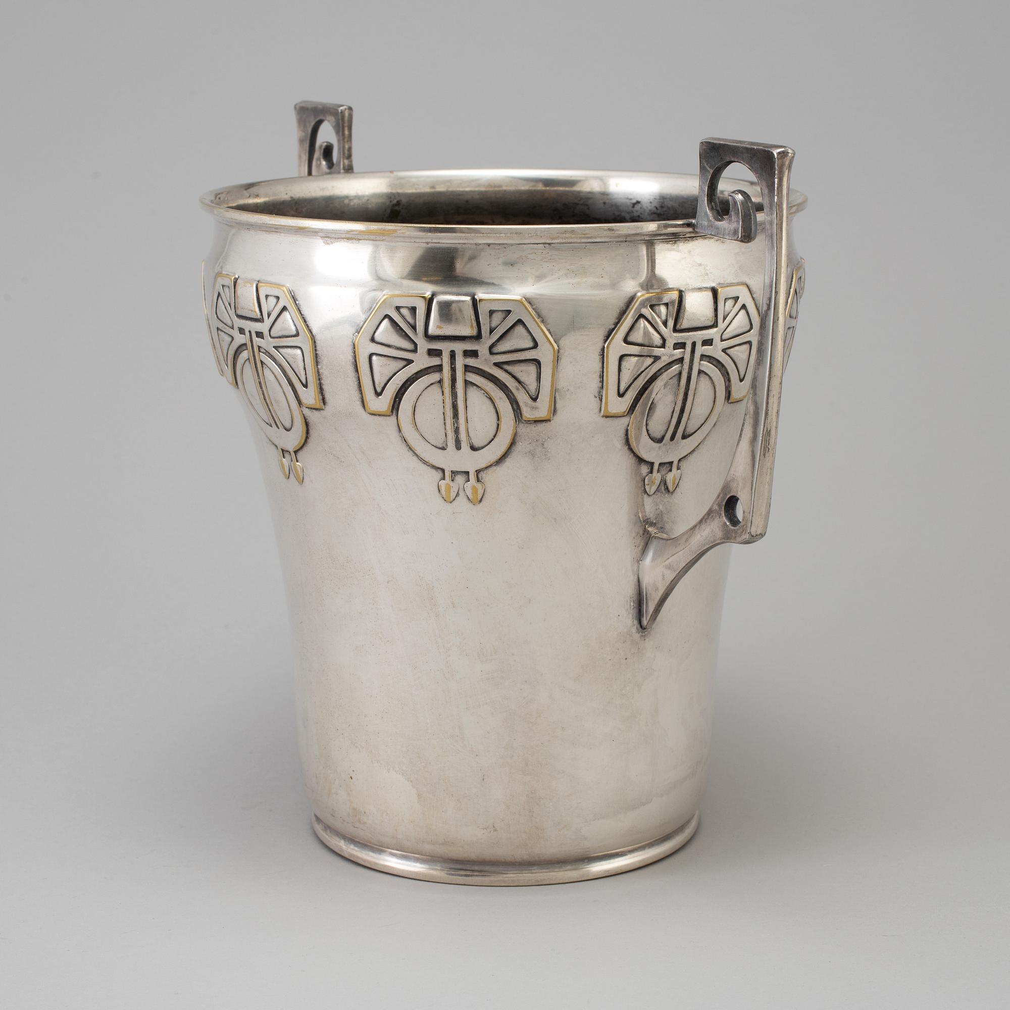 A silver plated art nouveau wine cooler early 20th century.