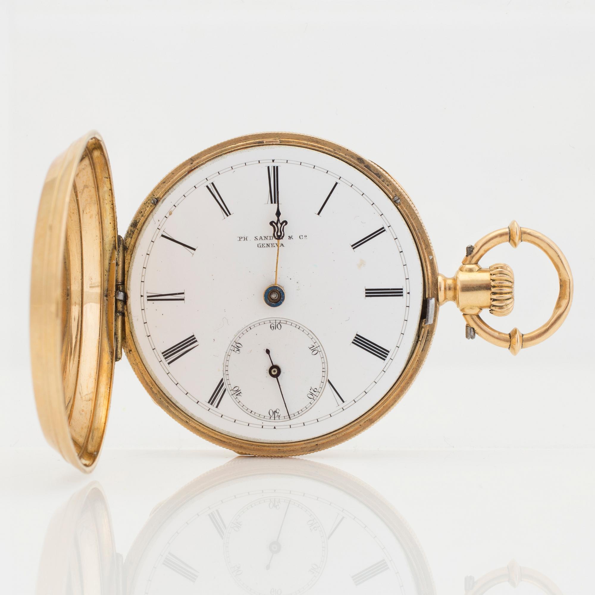 PH. SANDOZ Co Geneva pocket watch 40 mm hunting case Bukowskis