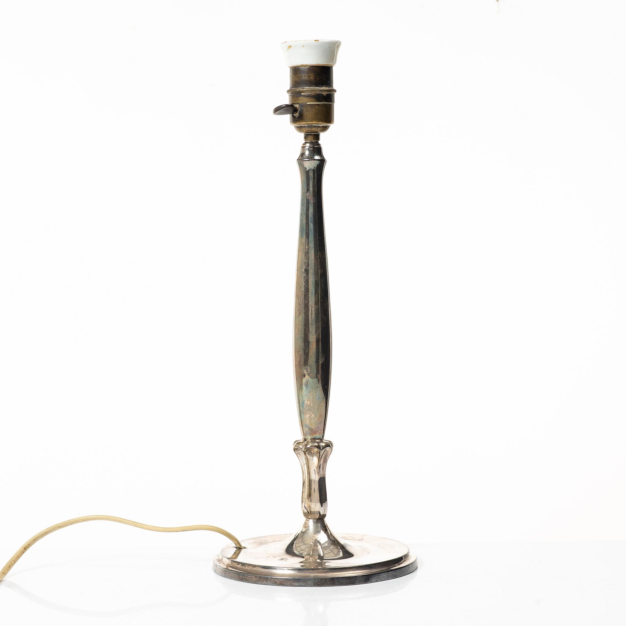 Table lamp, silver plate, CG Hallberg, 1920s-30s.