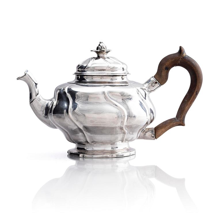 A Swedish 18th century small silver tea-pot, mark of Jonas Berg, Stockholm 1756.