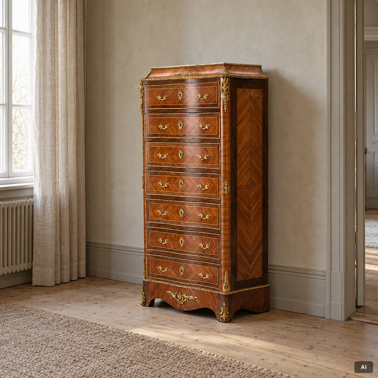 Chest of drawers, Louis XV style, France, first half of the 20th century.