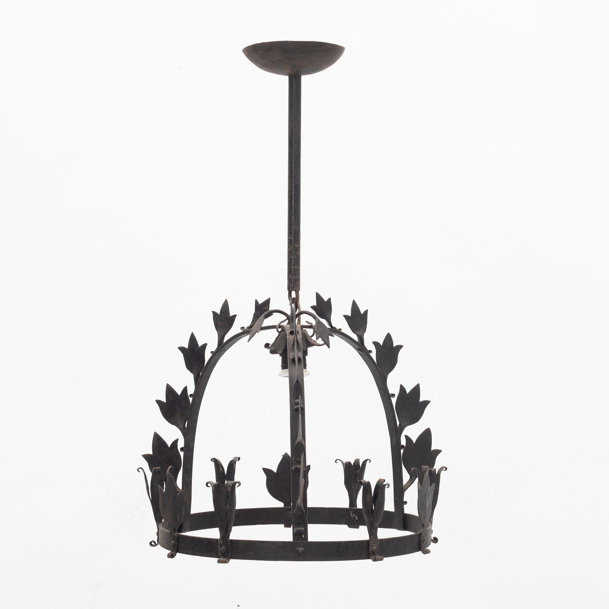 A wrought iron chandelier, first half of the 20th century.