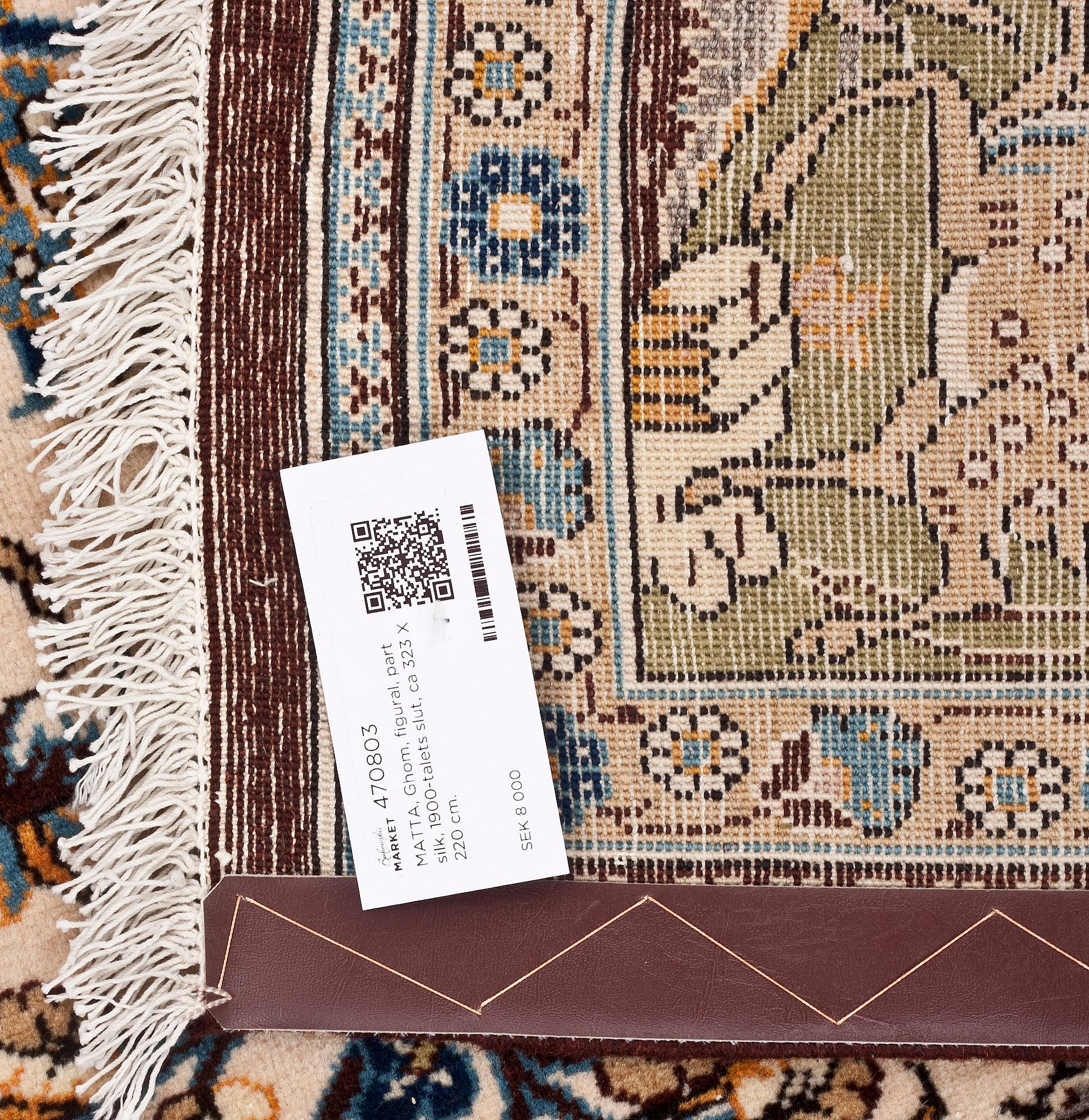 MATTA, Ghom, figural, part silk, 1900-talets slut, ca 323 X 220 cm.