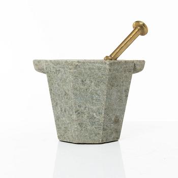 A Swedish 'Kolmård' marble mortar, late 18th century.