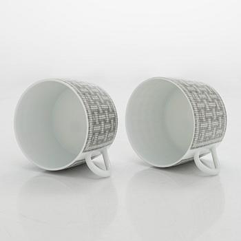 Hermès, cups with saucers, a pair, "Mosaique au 24".