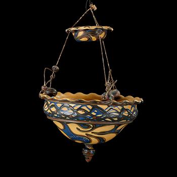 HERMAN AUGUST KÄHLER, växtampel, lergods, Danmark, 1900-talets första hälft. Höjd ca 50 cm.
