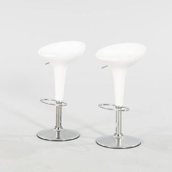 A pair of Stefano Giovannoni Bombo bar stools for Magis italy 21st century.