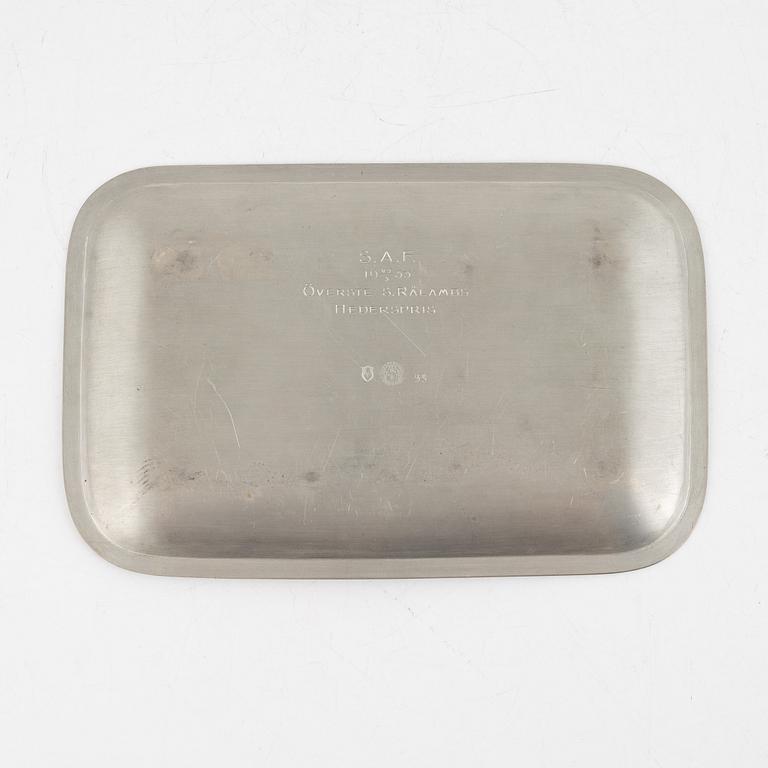 Firma Svenskt Tenn, a pewter tray, Stockholm 1932.