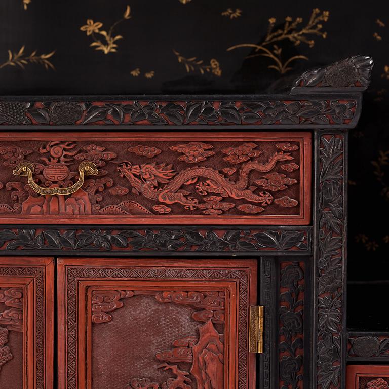 A lacquer display cabinet, late 19th Century.