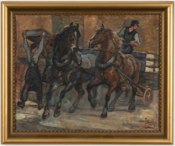 Acke Åslund, Workers with horse and cart.