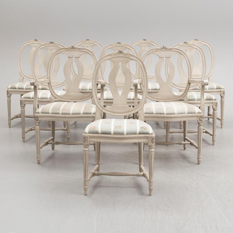 MATGRUPP, 11 delar, gustaviansk stil, K.A. Roos, Helsingborg, 1900-talets andra hälft.