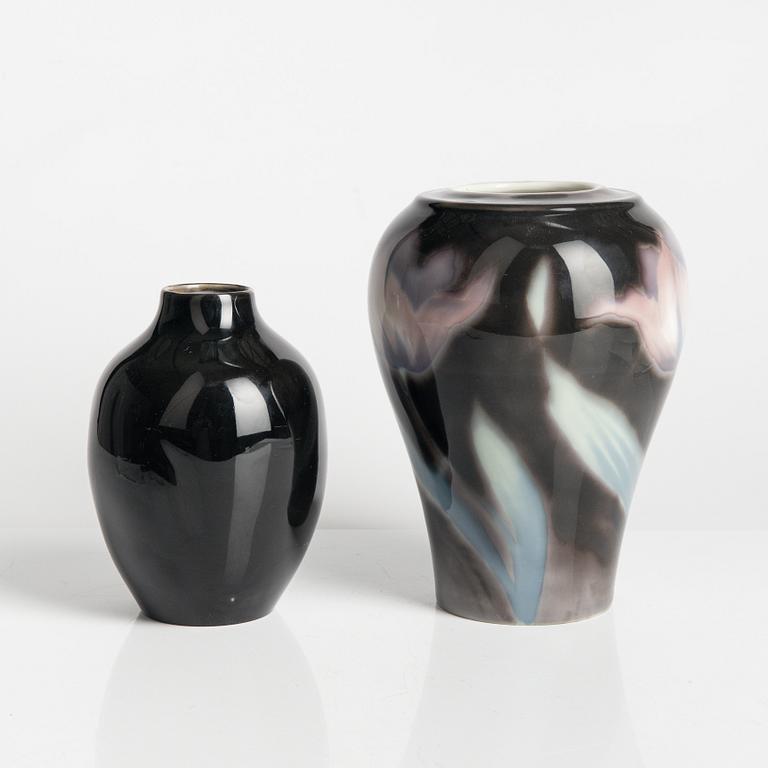 Two Rörstrand porcelain vases, Algot Eriksson and Karl Lindström, early 20th Century.