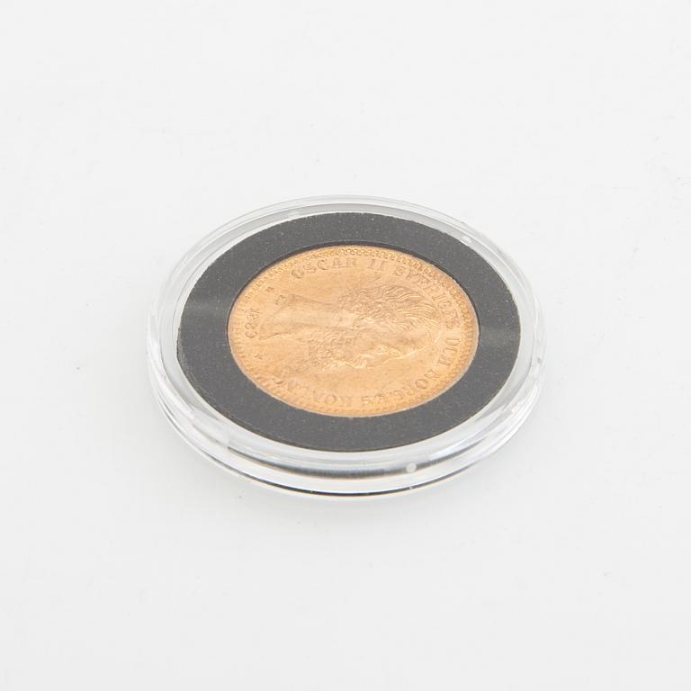 Guldmynt Sverige, Oscar II 20 kr, 1889.