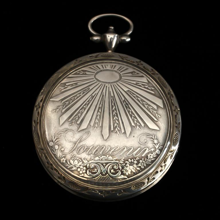 HERRFICKUR, silver. Sign Breguet. Spindelgång.