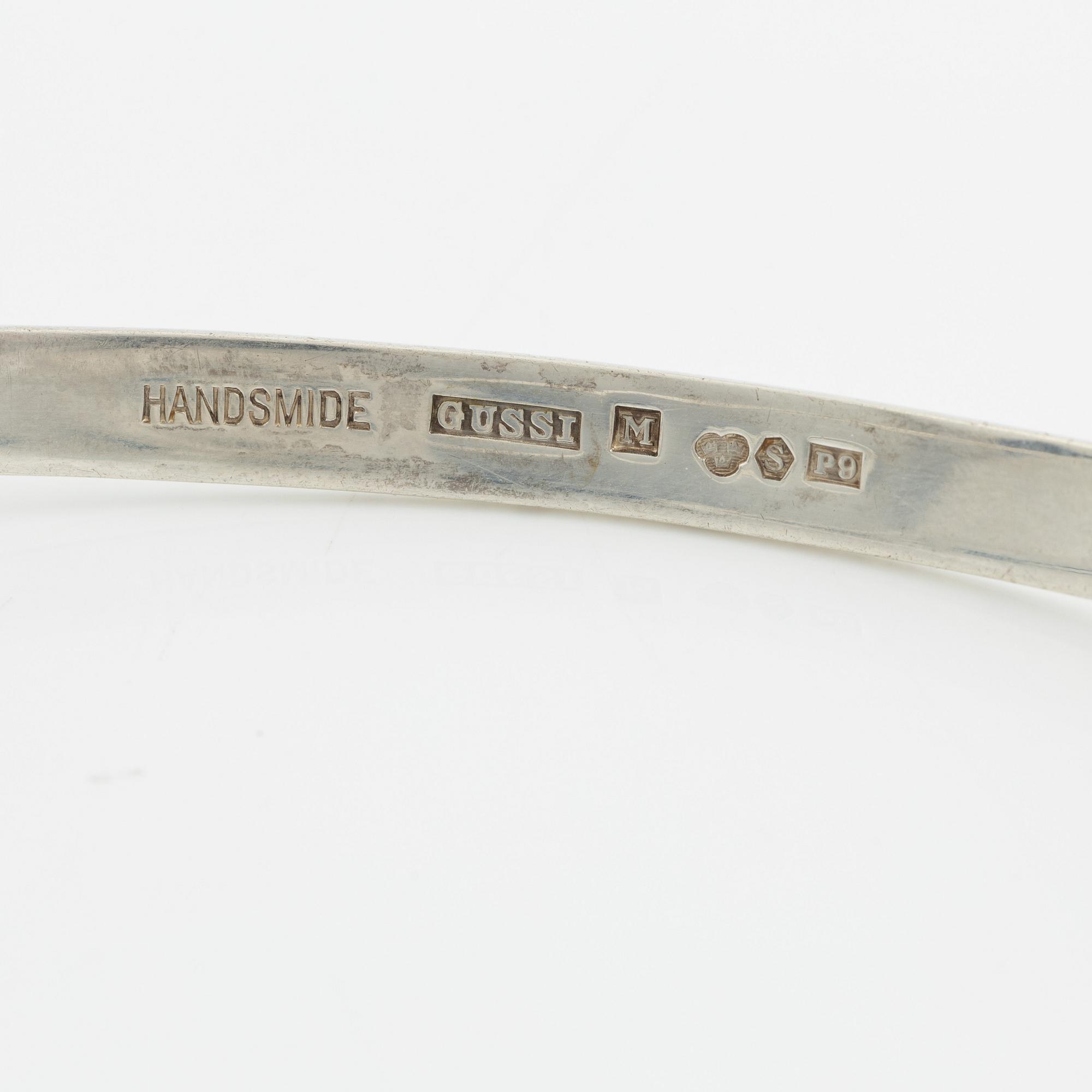 Gussi, necklace, silver with green stones, Malmö 1965.