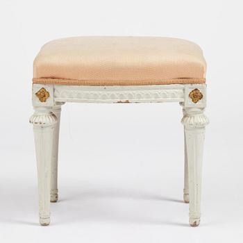 A late Gustavian stool, Stockholm, late 18th century.