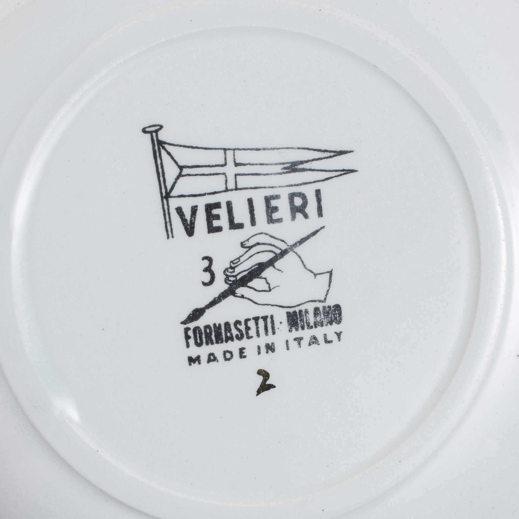 PARTI KERAMIK, 8 st, flintgods, Fornasetti, Italien, 1900-talets mitt.