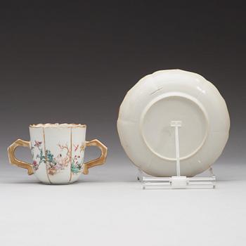 A famille rose chocholat cup with stand, Qing dynasty, Qianlong (1736-95).