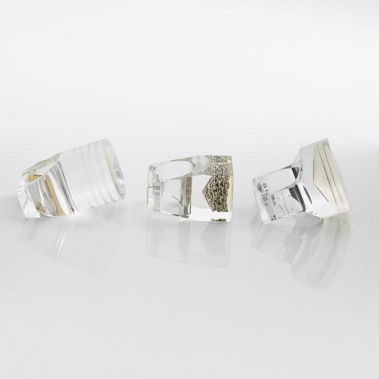 Siv Lagerström, three acrylic rings, 1970s.