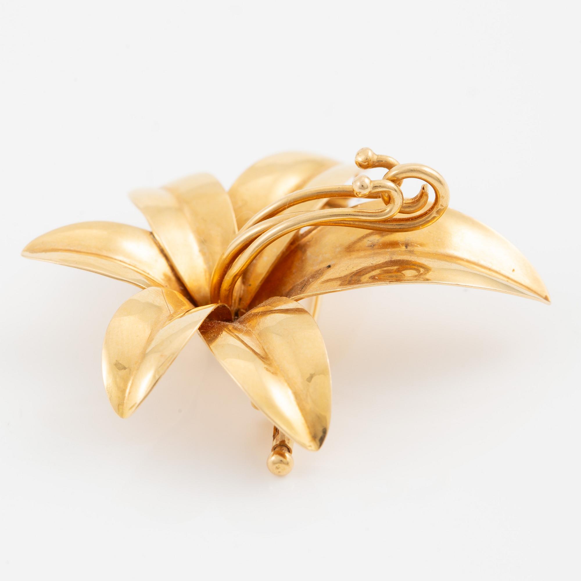 Stigbert, Engelbert, brosch, 18K guld i form av blomma.