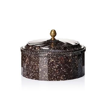 165. A Swedish Empire porphyry butter box with cover, 19th century.